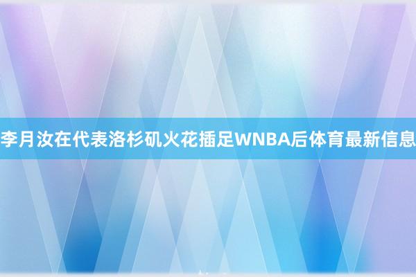 李月汝在代表洛杉矶火花插足WNBA后体育最新信息