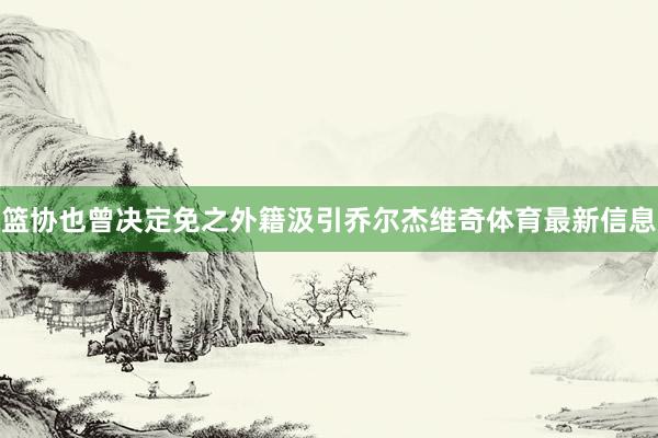 篮协也曾决定免之外籍汲引乔尔杰维奇体育最新信息