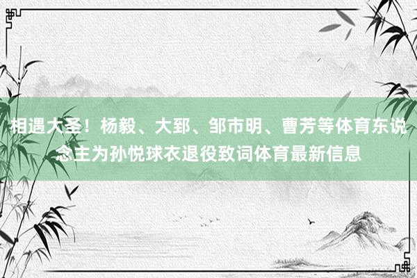 相遇大圣！杨毅、大郅、邹市明、曹芳等体育东说念主为孙悦球衣退役致词体育最新信息