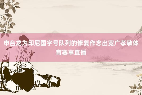 申台龙为印尼国字号队列的修复作念出宽广孝敬体育赛事直播