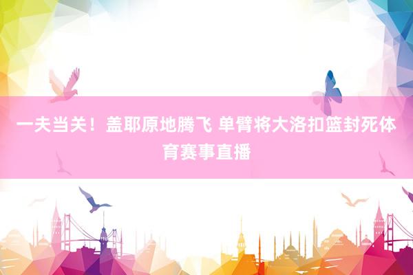 一夫当关！盖耶原地腾飞 单臂将大洛扣篮封死体育赛事直播