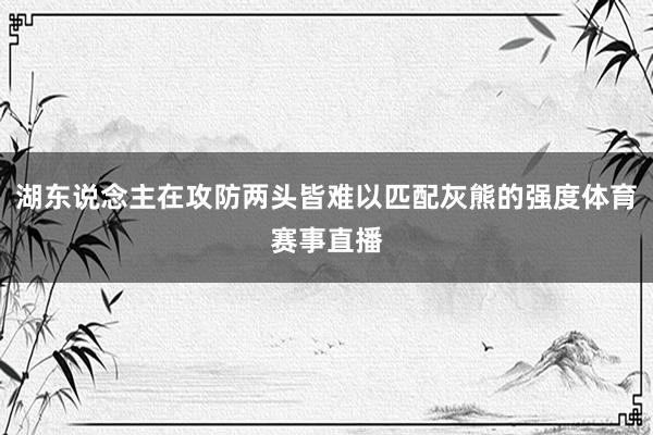 湖东说念主在攻防两头皆难以匹配灰熊的强度体育赛事直播