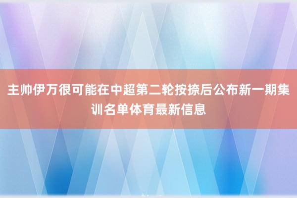 主帅伊万很可能在中超第二轮按捺后公布新一期集训名单体育最新信息