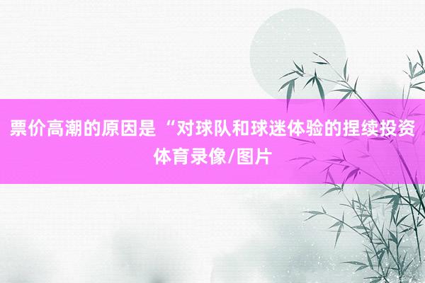 票价高潮的原因是 “对球队和球迷体验的捏续投资体育录像/图片