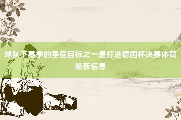 球队下赛季的垂危目标之一是打进德国杯决赛体育最新信息