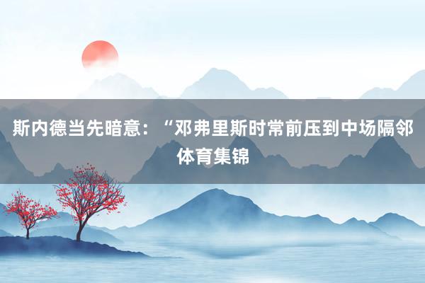 斯内德当先暗意：“邓弗里斯时常前压到中场隔邻体育集锦