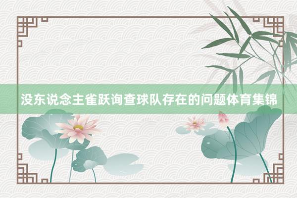 没东说念主雀跃询查球队存在的问题体育集锦