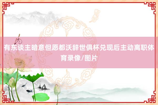 有东谈主暗意但愿都沃辞世俱杯兑现后主动离职体育录像/图片