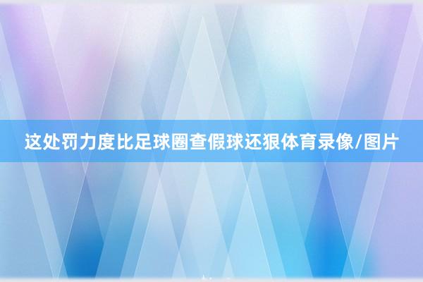 这处罚力度比足球圈查假球还狠体育录像/图片