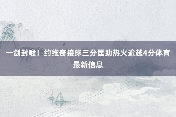 一剑封喉！约维奇接球三分匡助热火逾越4分体育最新信息