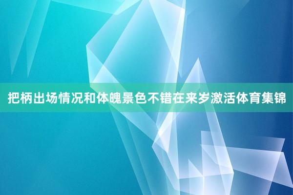 把柄出场情况和体魄景色不错在来岁激活体育集锦