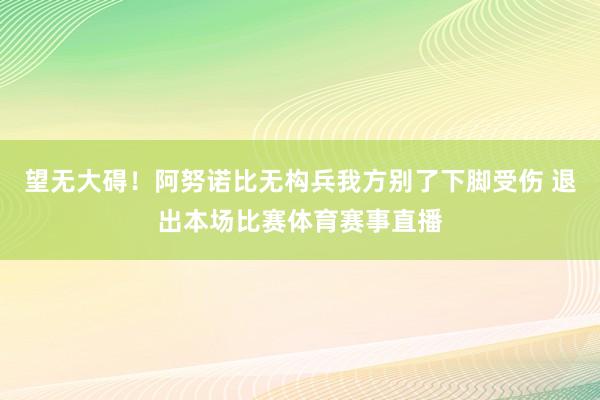 望无大碍！阿努诺比无构兵我方别了下脚受伤 退出本场比赛体育赛事直播